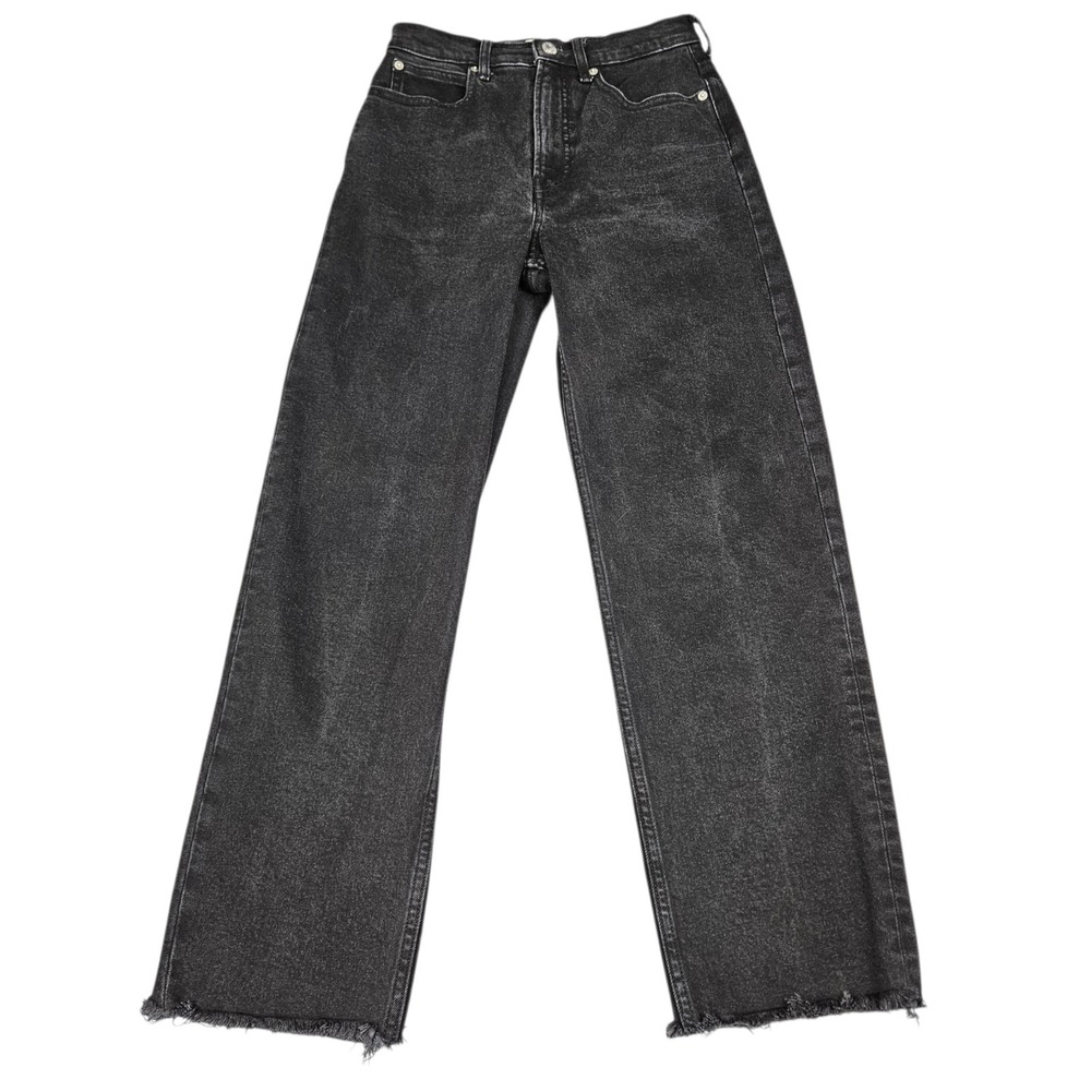 Everlane The Way High Jean Sz 25 Organic Cotton Blend Ankle Raw‎ Hem Faded Black